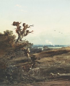 Två åsnor i ett landskap av John Varley