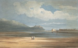 Harlech slott tvärs över Traeth Mawr, 1800-1842.