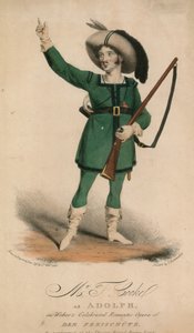 Mr T Cooke som Adolph i Webers berömda romantiska opera Der Freischutz uppträdde på Theatre Royal Drury Lane av John W. Gear