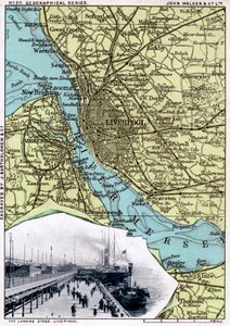 Karta över Liverpool, Merseyside, 1903.