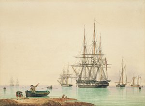 H.M.S. Vindictive (penna, bläck och akvarell på papper)