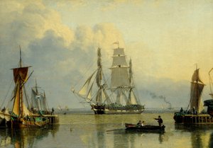 Fartyget "William Lee" på väg in i Humber Dock, Hull (olja på pannå)