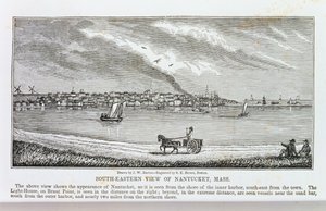 Sydostvy över Nantucket, från "Historical Collections of Massachusetts", av John Warner Barber, graverad av S. E. Brown, 1839