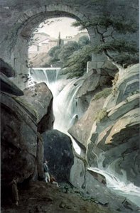 Tivolis fall med tre figurer i förgrunden (wc) av John Warwick Smith