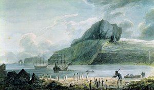 Utsikt över julhamnen i Kerguelens land, 1781-4 av John Webber