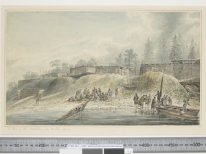 F.23 A View of the Habitations in Nootka Sound, c.1773-84 (akvarell) av John Webber