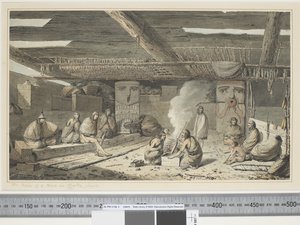 F.24 The Inside of a House in Nootka Sound, c.1773-84 (akvarell) av John Webber