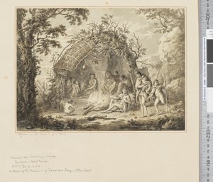 F.43 Natives in the Interior of a Hut, c.1783-84 (akvarell) av John Webber