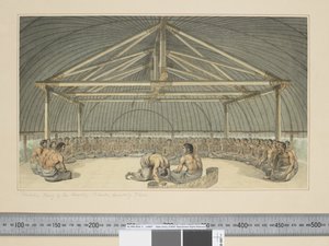 F.7 Poulaho, kung av de vänskapliga öarna, dricker Kava, ca 1773-84 (akvarell) av John Webber