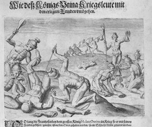 Kannibalism, graverad av Theodor de Bry (1528-98)