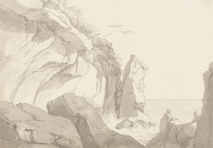 The Warren Near Exmouth, Devon: Figurer on Rocks at the Sea