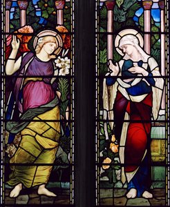 Bebådelsen, ca 1885 (målat glas)