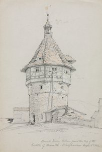 Runda tornet, Munots slott, Schaffhausen, Schweiz, 1842.