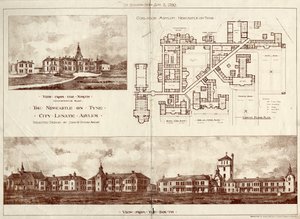 Lunatic Asylum i Newcastle upon Tyne, Coxlodge, ca 1829 (photolitho) av John William Dyson