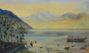 Lake Leman med Dents du Midi i fjärran, 1863
