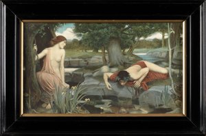 Echo and Narcissus (färgat tryck) av John William Waterhouse