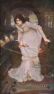 The Lady of Shalott tittar på Lancelot, 1894, c1930. av John William Waterhouse