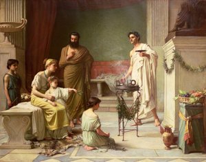 Ett sjukt barns besök i Aesculapius tempel, 1877 av John William Waterhouse