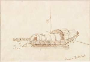 Chinese Duck Boat (bläck (spiral) på papper (på papper)) av John Wilson Carmichael