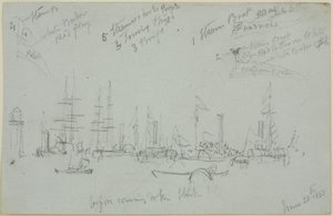 Harbour Scene (penna på papper (grå)) av John Wilson Carmichael