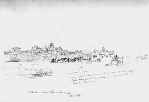 Hexham från järnvägsvägen, 1835 av John Wilson Carmichael