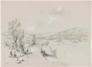 Ridley Hall, Bardon Mill, 1837 (f.Kr. och penna på papper) av John Wilson Carmichael