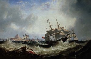 Frakt utanför Gibraltar i tung sjö av John Wilson Carmichael