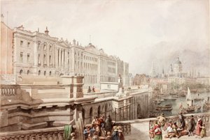 Somerset House och St Pauls från Waterloo Bridge (bodycolour) av John Wilson Carmichael