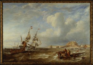 Den 78-ton tunga Brigantine "The Advocate" utanför St. Helier, Jersey, 1749 av John Wilson Carmichael