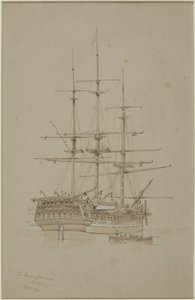 The Buckinghamshire, Bombay (penna och akvarell (monokrom) på papper (grå)) av John Wilson Carmichael