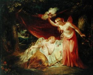Psyche Enamored of Cupid (olja på duk)