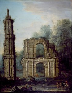 Ruinerna av Holdenby Castle, Northamptonshire, ca 1735-45 (olja på duk) av John Wootton