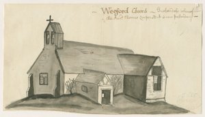 Weeford Church: sepiatvättteckning, nd [1784] (ritning)
