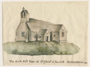 Weeford Church: akvarellmålning, 1782