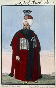 Ahmed II (1642–95) Sultan 1691–95, från ”En serie porträtt av Turkiets kejsare”
