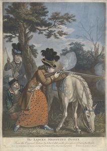 The Ladies Shooting Poney, 1780 (handfärgad mezzotint på vävt papper) av John after Collet