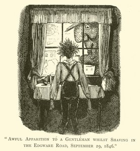 Hemskt uppenbarelse för en gentleman när han rakade sig på Edgware Road, 29 september 1846 av John after Leech