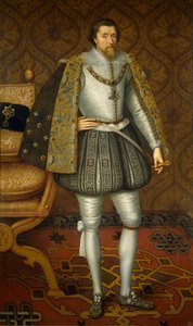 James VI och I av England och Irland - Porträtt av kung James I av England (1566-1625) av De Critz (Decritz), John, the Elder (1551/2-1642), ca. 1605 - Olja på duk