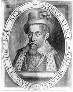 Jakob VI av Skottland, tryck utgivet av H. Jacopsen, 1618