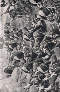 Slaget vid Alma, 20 september 1854: The 93rd Highlanders frammarsch, illustration från British Battles on Land and Sea, 1915
