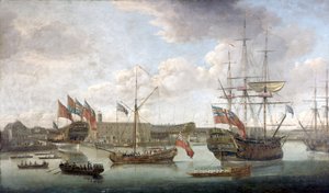 Lansering vid Deptford Dockyard, ca 1750