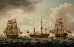 H.M.S. Tyrall på tre positioner utanför Antigua