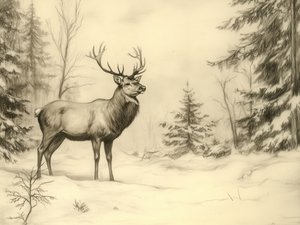 En majestätisk vinterhjort