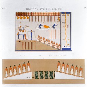 Illustrationer av fresker från Byban el Molouk, Thebe, Egypten, 1822 av Jomard