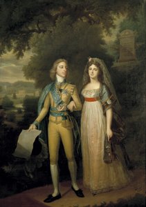 Swedish: Gustav IV Adolf, 1778-1837, kung av Sverige och Fredrika Dorotea Vilhelmina, 1781-1826, prinsessa av Baden, drottning av Sverige Portrait of Gustav IV Adolf (1778-1837) and Frederica of Baden (1781-1826) av Jonas Forsslund