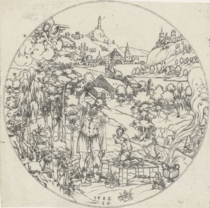 Abraham offrar Isak Bottoms of Bowls: Landscapes with bibliska och mytologiska skildringar (serietitel) av Jonas Silber