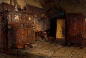 En bretonsk stugainteriör, 1887.