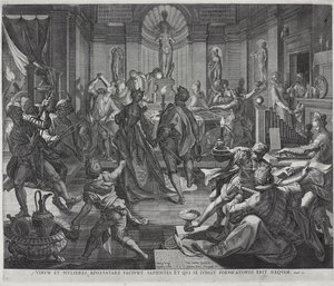 A House of Ill-Fame, graverad av Johannes Sadeler I av Joos or Jodocus van (after) Winghe