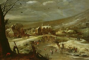Landsbygd med skridskoåkare