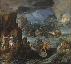 Skeppsbrott av den grekiska flottan på resan hem från Troja, ca 1585-90 av Joos or Josse de Momper